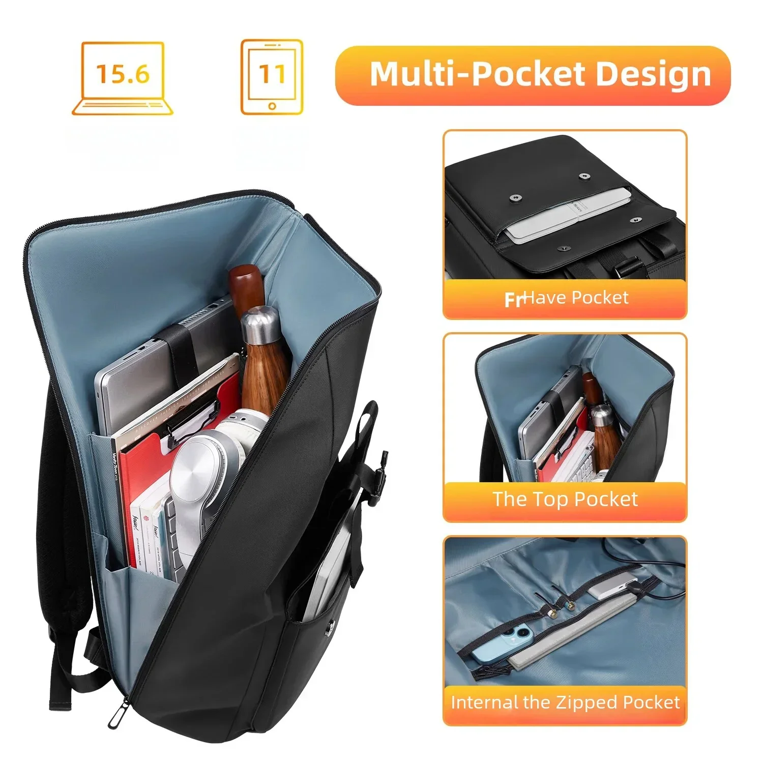 Casual Men Backpack Business Office Laptop Pack YKK zipper Korea Notbook College for women USB Charging Travel