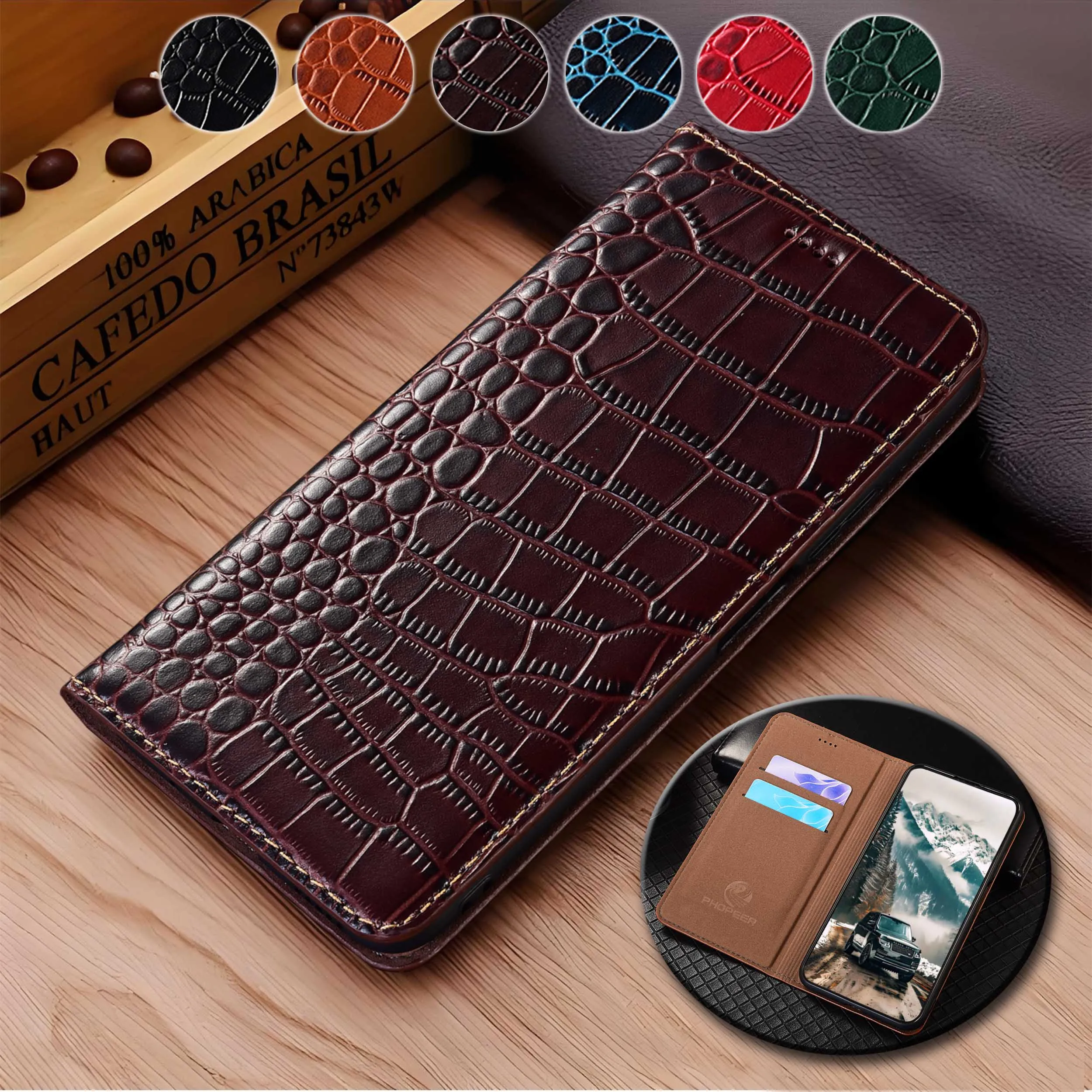 

For Xiaomi Poco C3 C31 C40 C50 C51 C55 C61 C65 C71 C75 4G 5G Crocodile Pattern Of Genuine Leather Wallet Flip Phone Cover Case