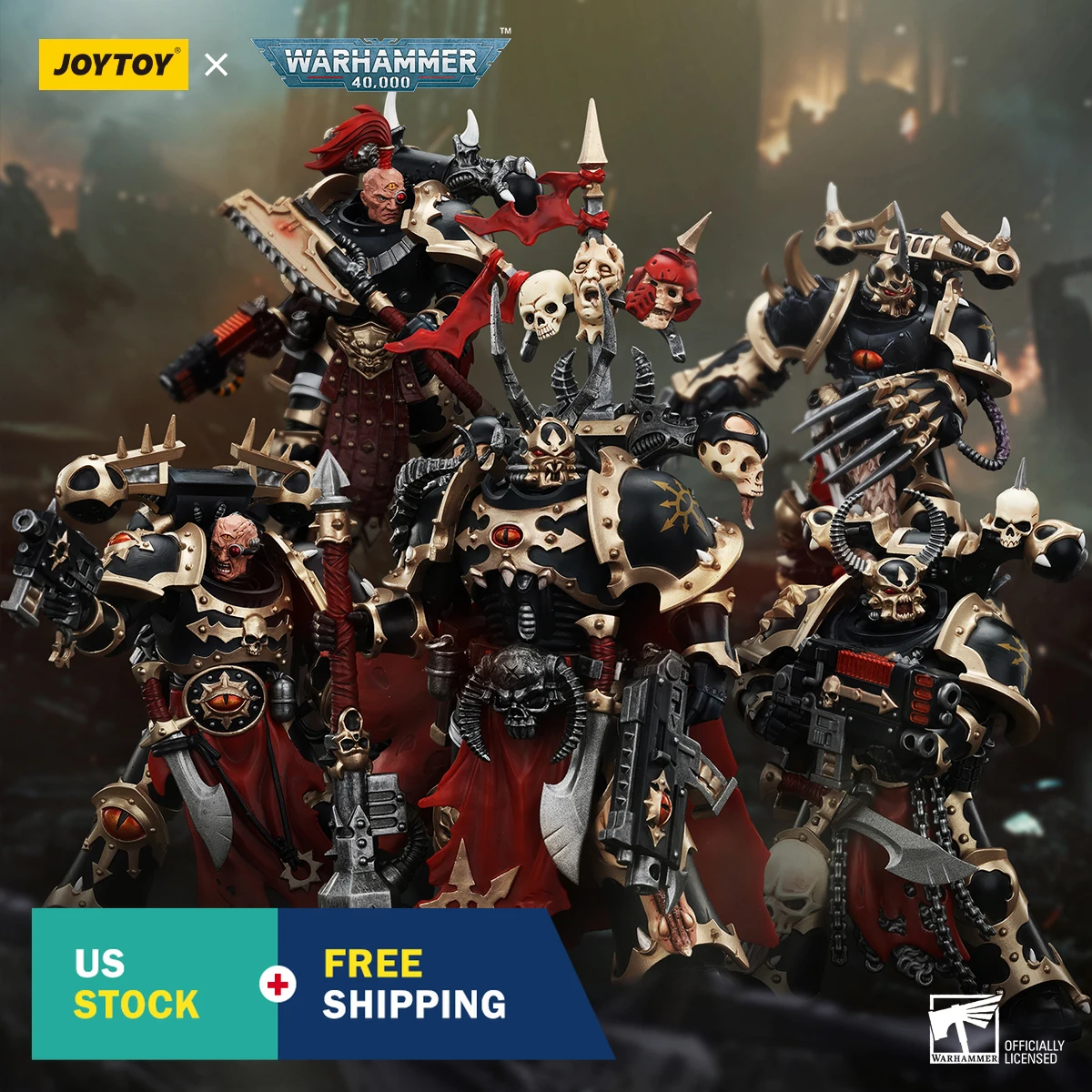 

HiPlay JOYTOY Warhammer 40K Chaos Space Marines Black Legion Chosen with Plasma Pistol and Power Axe JT00959 1/18 Action Figures