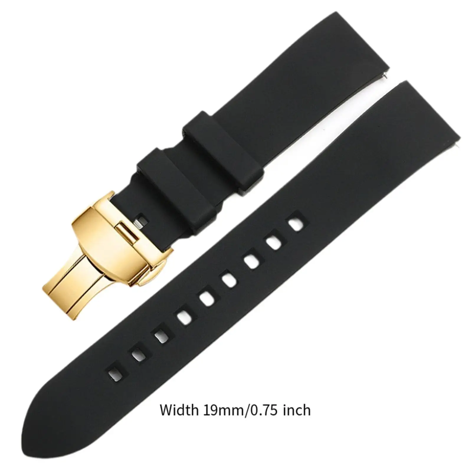 Silicone Watch Strap Butterfly Clasp Waterproof Sports Strap Replacement Strap
