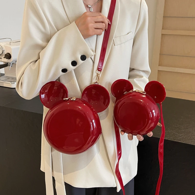 2024 New Disney Cartoon Princess Lady Handbag Shoulder Women Pu Fashion Bag Messenger Mickey Mouse Cute Round Bag Minnie Purses