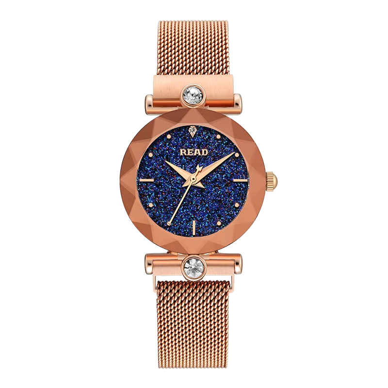 READ Women Quartz Watch | Stainless Steel Mesh Strap | Magnetic Clasp | Glitter Starry Dial | 30M Daily Water Resistant