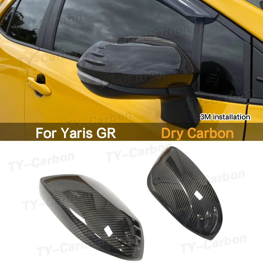 Cubiertas de Espejos Retrovisores Laterales de Fibra de Carbono Real para Toyota Yaris GR y Corolla, Compatibles con LHD y RHD, GR Yaris 2020+, 2 Piezas