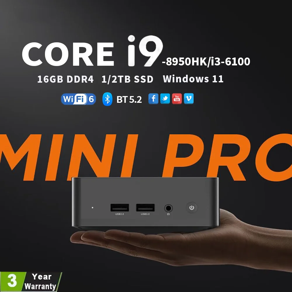 �y�Z�[�����z�~�jPC Windows 11 Pro Core i9 8950HK/i3-6100 16GB DDR4 1TB SSD �Q�[�~���OPC �f���A��WIFI 6 BT5.2 4K HD �~�j�Q�[�~���OPC �f�X�N�g�b�v
