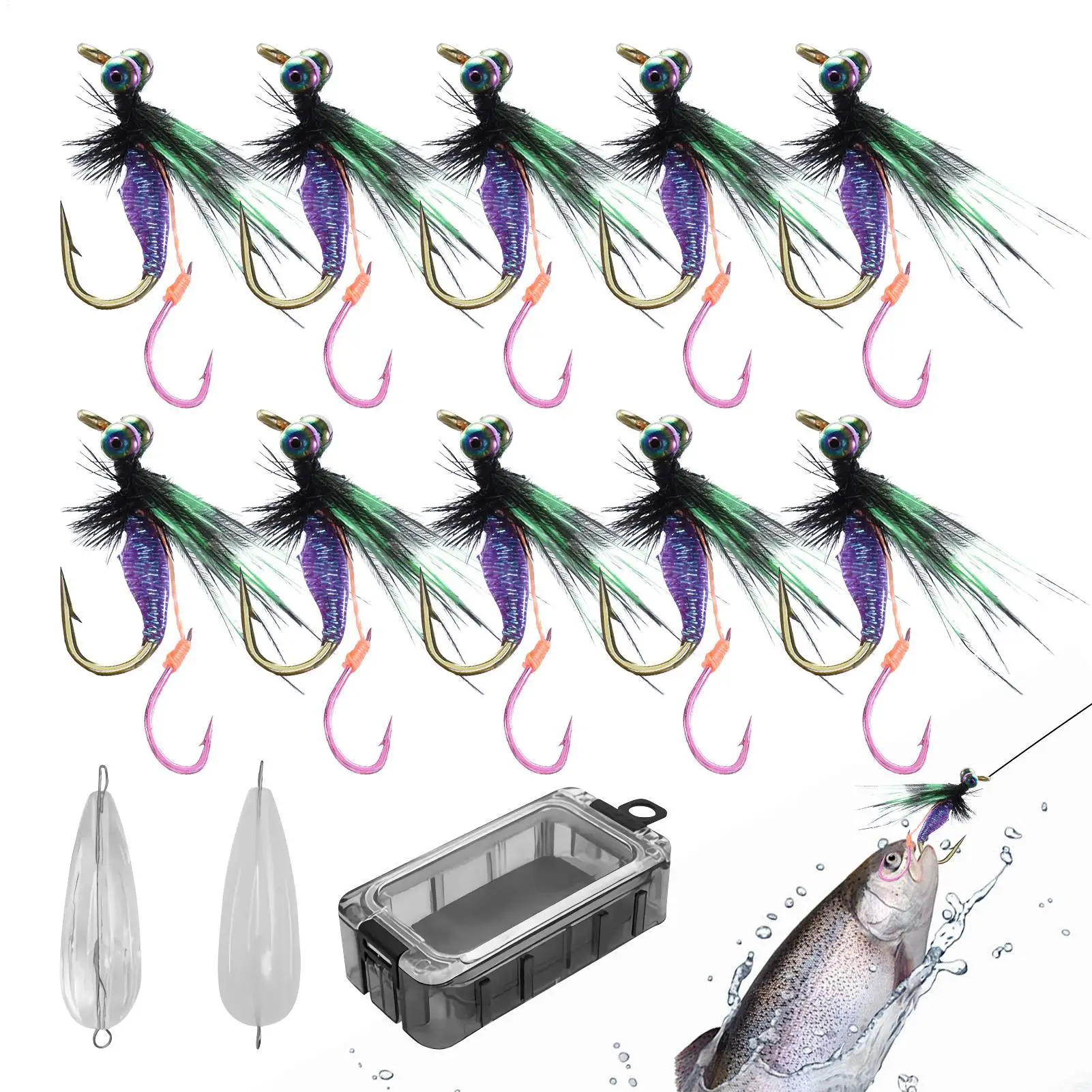 

Приманки для форели, 10 штук, с двойным крючком, имитирующие рыбную приманку, для ловли баса, форели, сома, в соленой и пресной воде, на пруду, с берега