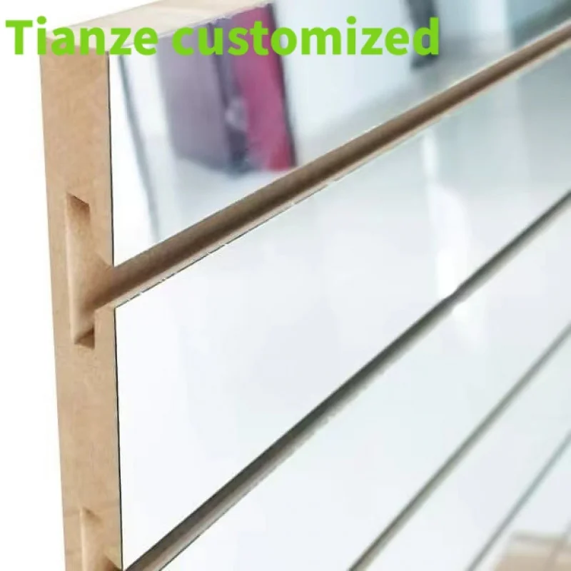 

(customized)CUSTOM MIRROR MELAMINE SLATWALL PANELS STORE