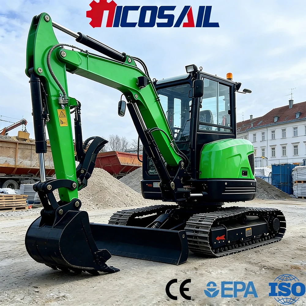 Nicosail 3.5 Ton Compact Digger CE Approved Euro 5 Heavy Duty High Efficiency for Construction Garden Work
