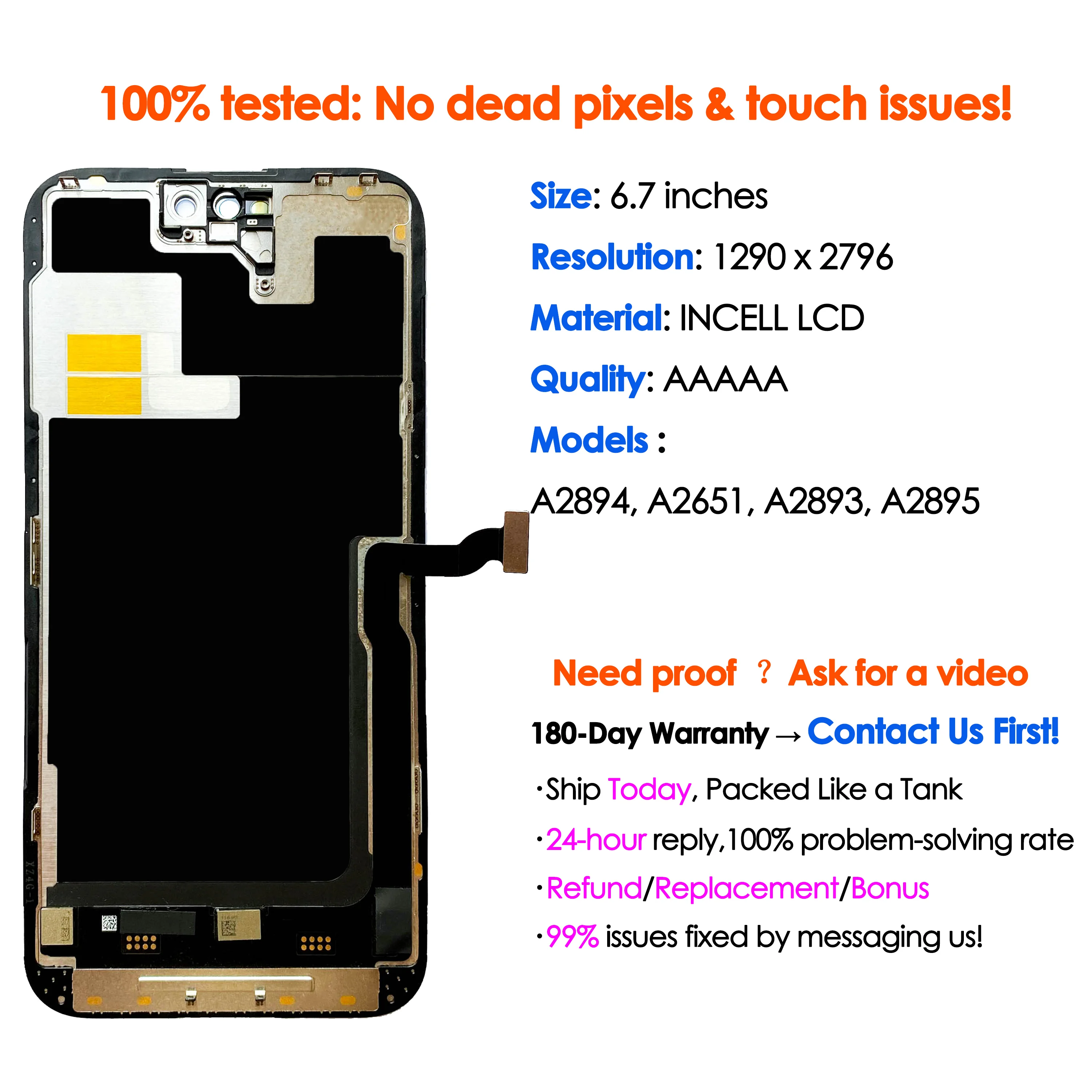 Best Choice incell LCD For iPhone 14 Pro Max Screen Replacement Phone Mobile Display Touch Digitizer Broken Glass Repair