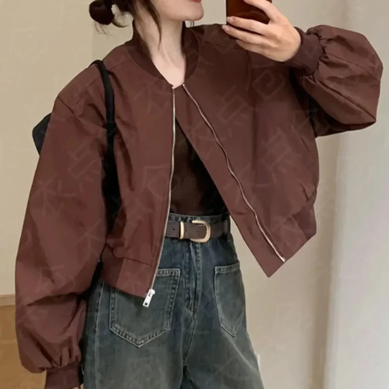 Baseball Aviator Coat Woman Short Bomber Jacket for Women New in Spring Autumn Clothing Promotion Elegant 2025 Trend Casual Chic