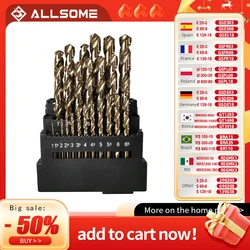 ALLSOME M42 HSS Twist Drill Bit Set 3 Edge Head 8% High Cobalt Drill Bit for Stainless Steel Wood Metal Drilling