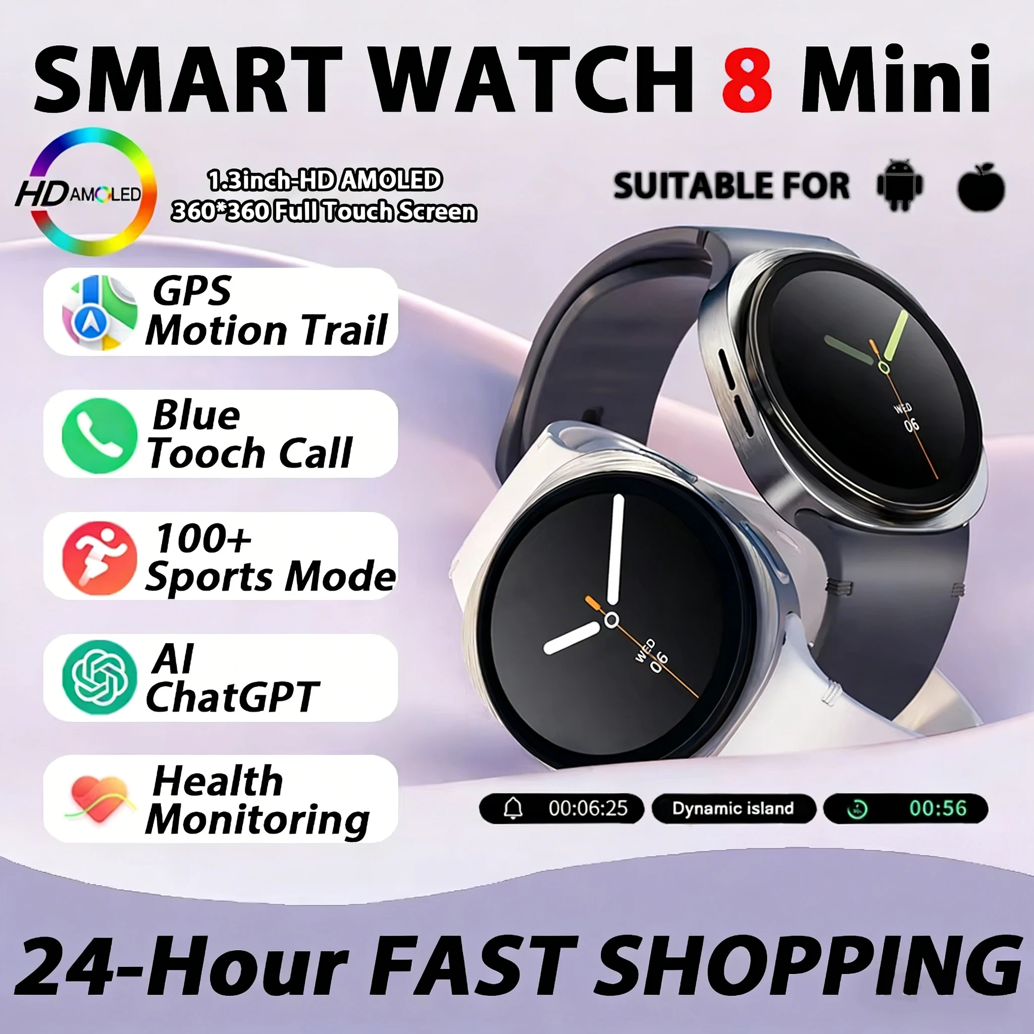 

2026 Watch GPS Track Smart Watches For Men Women Sport Heart Rate Bluetooth Call NFC IP68 Waterproof Compass Smartwatch 8 Mini