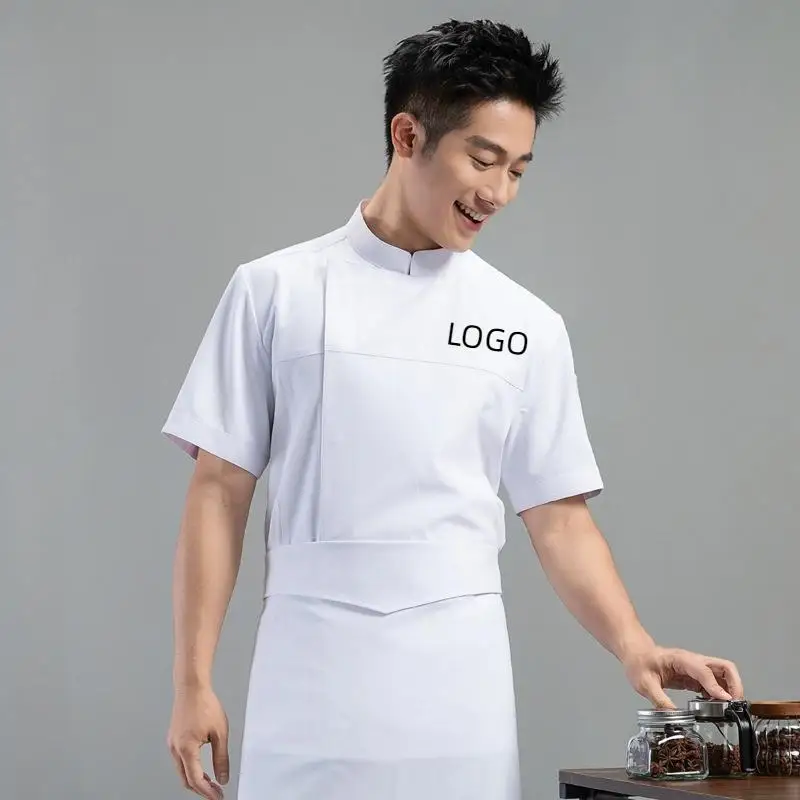 breathable-waffle-style-minimalist-hidden-button-chef-uniform-western-restaurant-hotel-pastry-chef-barbecue-workwear-custom-logo