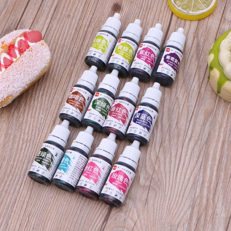 12 Color Natural Ink Food Coloring Cake Pastries Cookies Liquid Dye Pigment Baking Decor Fondant Cooking Icing DIY Craft