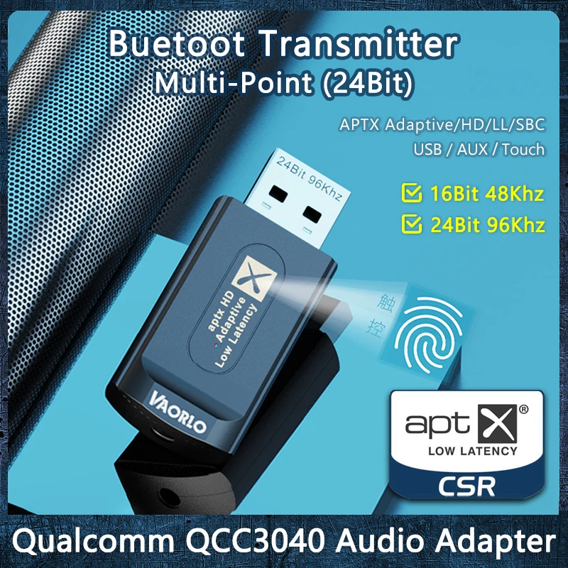 Qualcomm CSR Audio Transmitter AptX-Adaptive LL HD Multi-Point Low latency Adapter 24Bit/96Khz For Headphones TV PC PS4 PS5 XBox