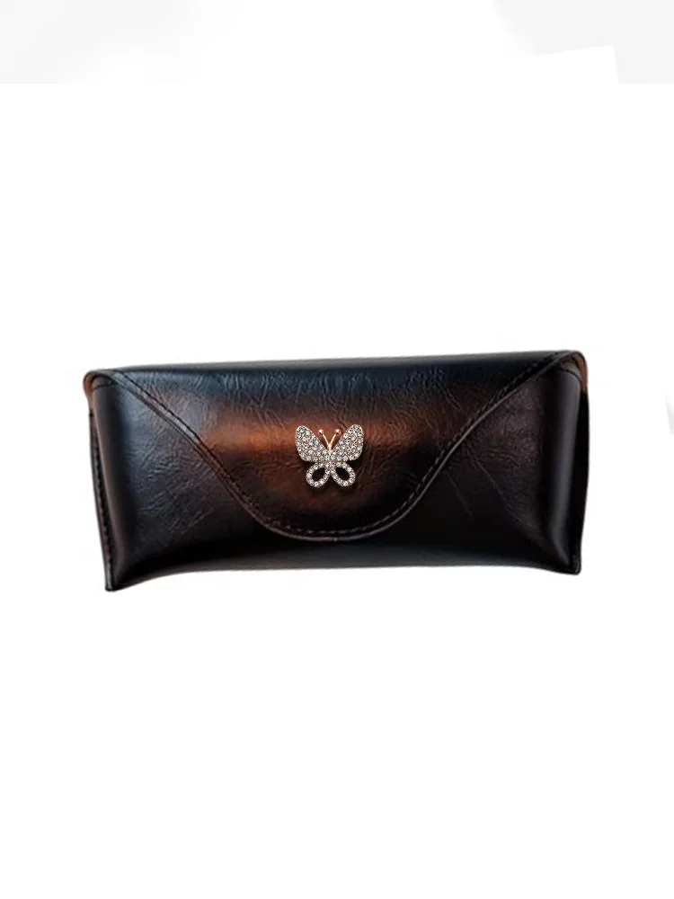 

Myopia Glasses Storage Portable & High-End Eyewear Cases Ornamented Pearl Decor, Gold & White.