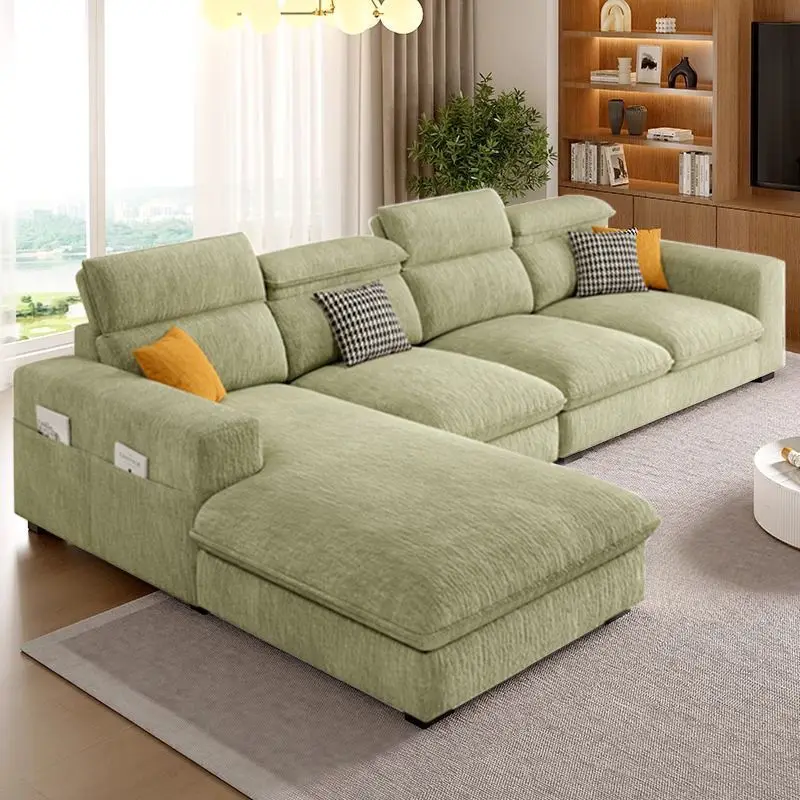 

Cream wind size apartment living room cotton and linen fabric sofa modern simple 2025 new chenille velvet sofa