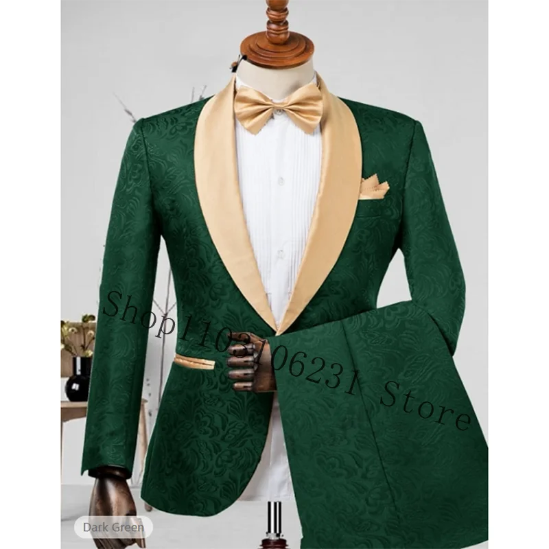 Costumes de Mariage sur Mesure pour Homme, Motif Papillon Jacquard, Blazer et Pantalon de Smoking de Marié Imbibé, 2 Pièces, Nouveau Design