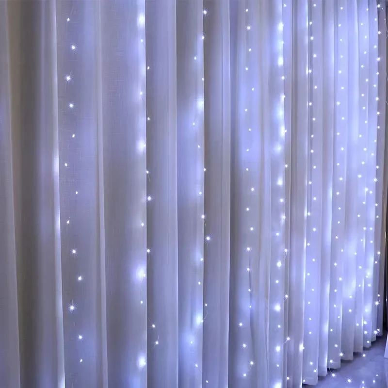 Width 3M LED Garland Curtain Lights 8 Mode  Remote Control Fairy Light String Wedding Christmas Decor for Home Ramadan Festival