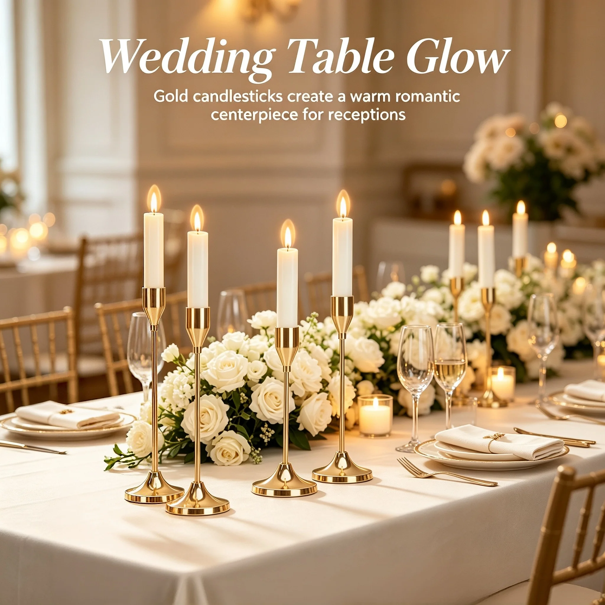 Housewarming 3Pcs Golden Candlestick Holders European Metal Candle Holder for Banquet Party Dining Wedding Tabletop Center Decor