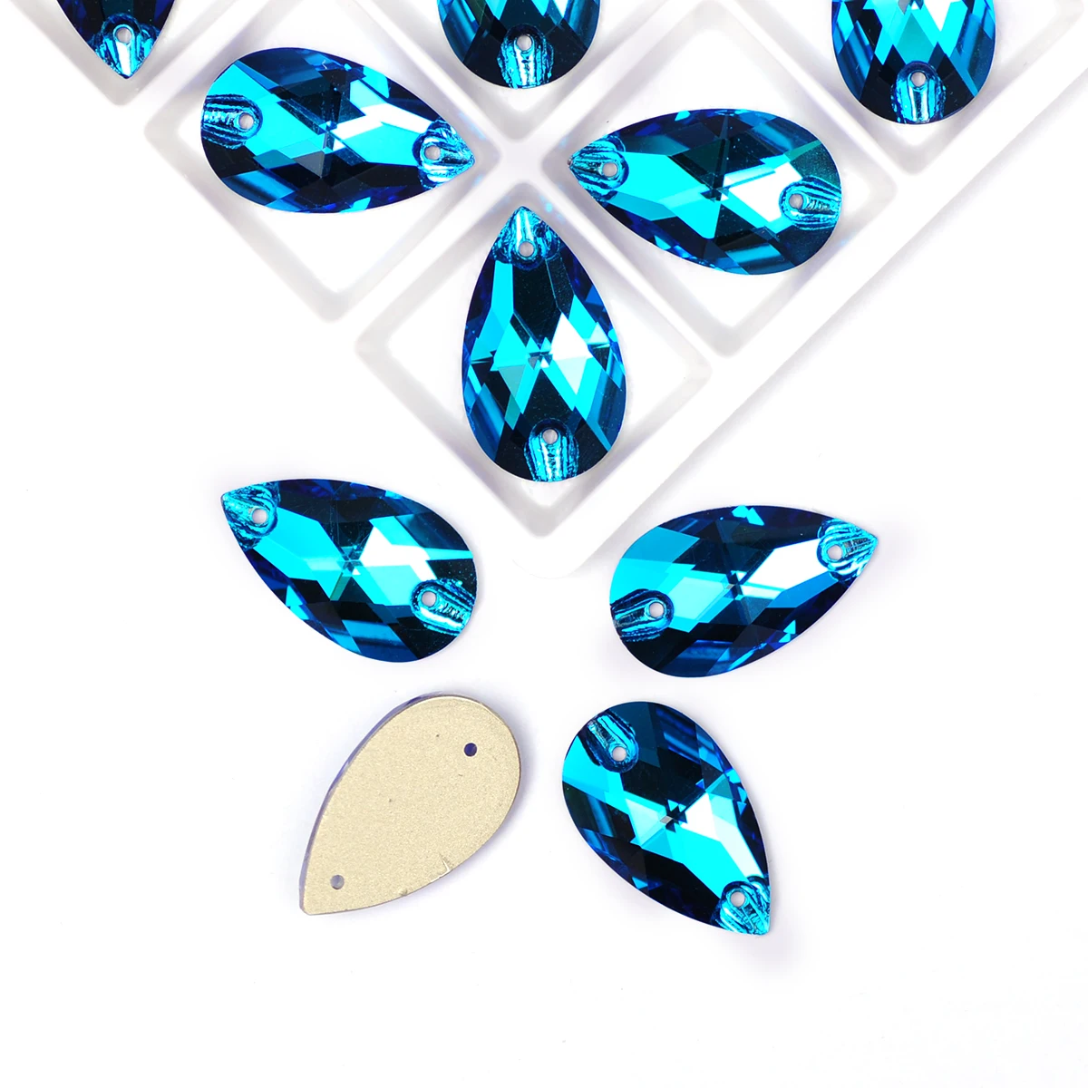 YANRUO 3230 Drop Blue zircone Strass cucire su tessuto Flatback Rinestones Cristal cucito cristalli pietra di vetro tutto per ricamo