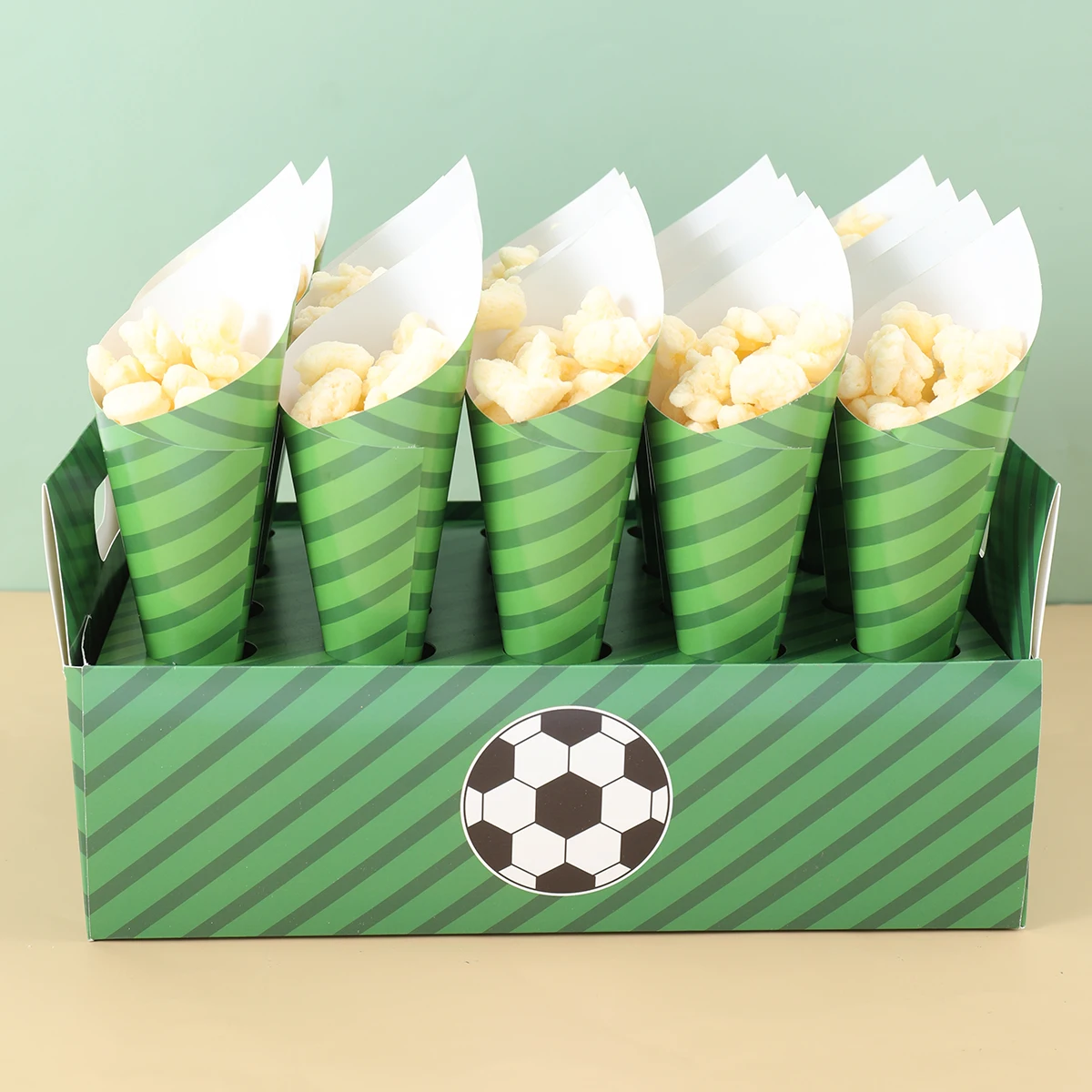 Green Football Birthday Party Decorations Kid 30pcs Paper Cones Popcorn Display Tool Baby Shower Sport Game Party Decor Supplies