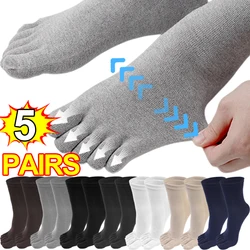 1/5Pairs Five Fingers Toe Socks Breathable Cotton Socks Unisex Sports Running Sweat Absorbent Antibacterial Ankle Crew Socks