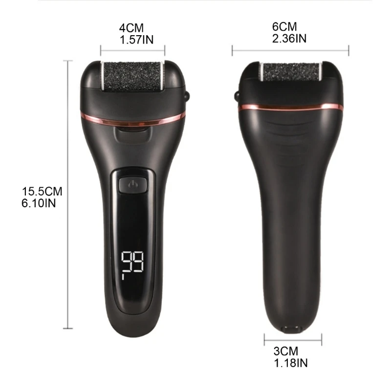 เครื่องขัดส้นเท้าไฟฟ้าพร้อมจอแสดงผล LCD สามารถชาร์จไฟได้ตะไบเท้าแบบชาร์จไฟได้อุปกรณ์ทำเล็บเท้าทำจากวัสดุ ABS