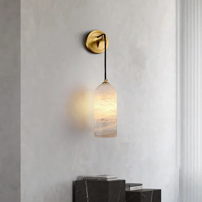

Natural snowflake marble drop lamp imported LED premium hotel villa living room study bedroom Bedside-E26