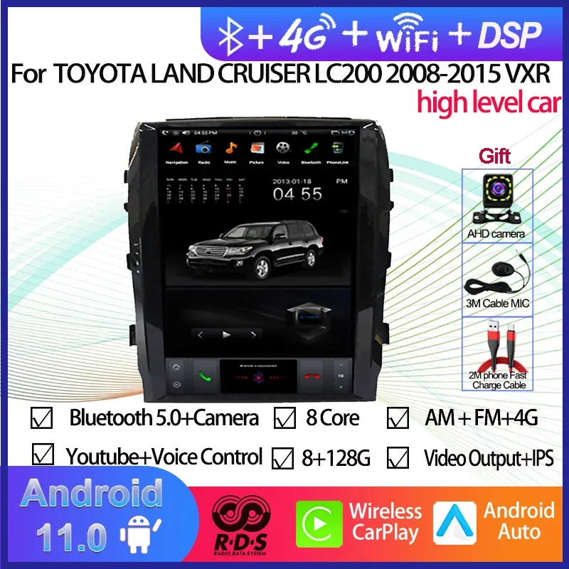 Android Car GPS Navigation Tesla Style Vertical Screen For TOYOTA LAND CRUISER LC200 2008-2015 VXR Auto Radio Multimedia Player