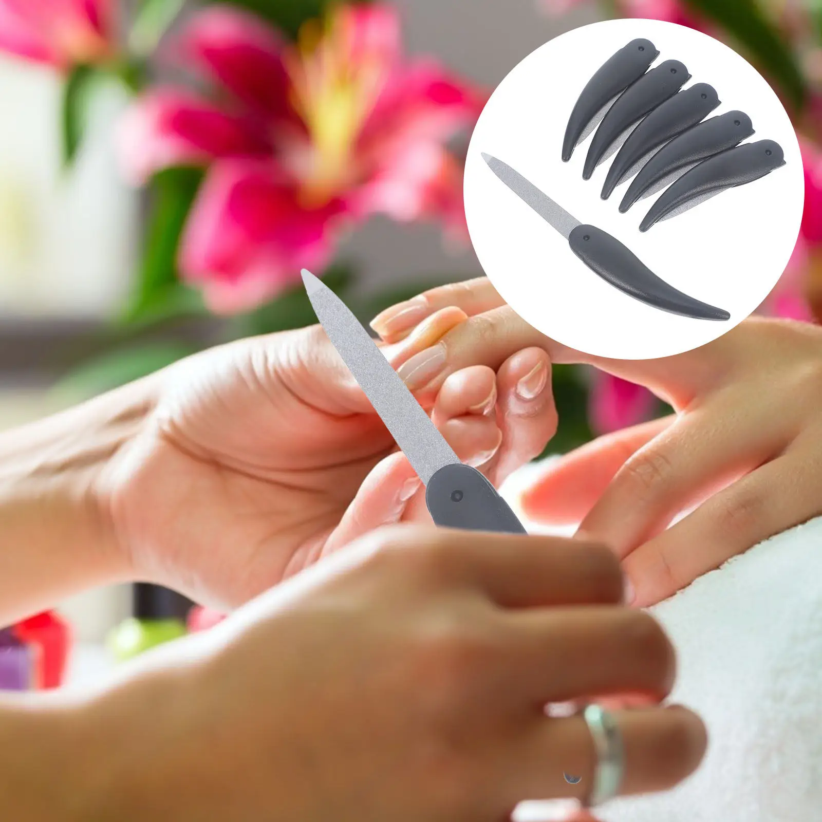 

6Pcs Stylish Minimalist Double Sided Nail Files Portable Foldable Metal Nail File for Travel Natural Nails Manicure Buffering