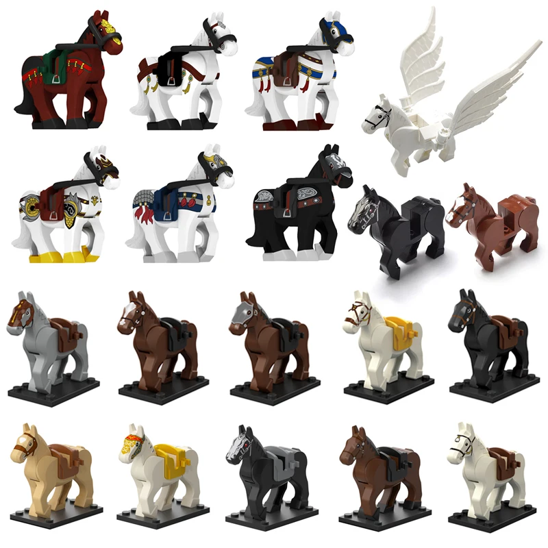 

War Horse Mount Animal Parts MOC Building Blocks City Bricks Toys Various Styles Of Horse Mounts Pegasus Compatible With LEGO