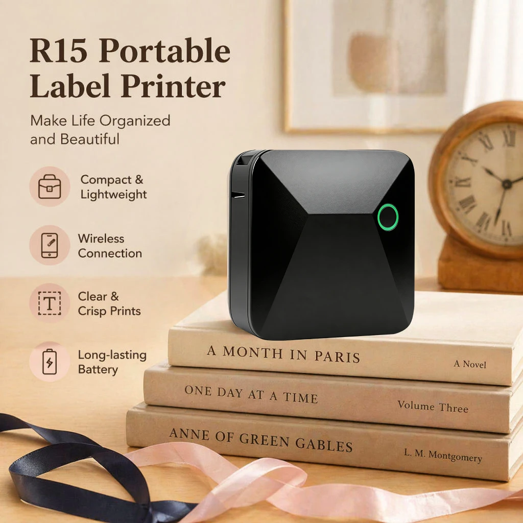 Thermal Transfer Satin Ribbon Printer Marklife R15 Bluetooth Portable Printer with Long-Life Paper for Gift Wrapping DIY Crafts
