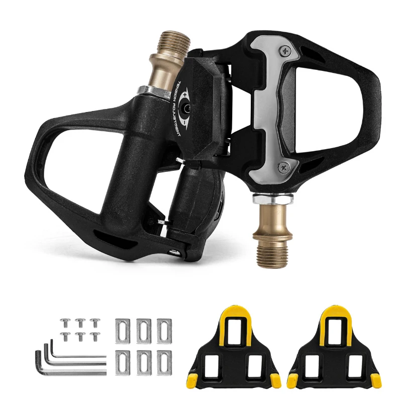 

Велосипедные педали для шоссейных велосипедов, нейлоновые, с блокировкой, на подшипниках, для системы SPD SL, с крепежной пластиной.