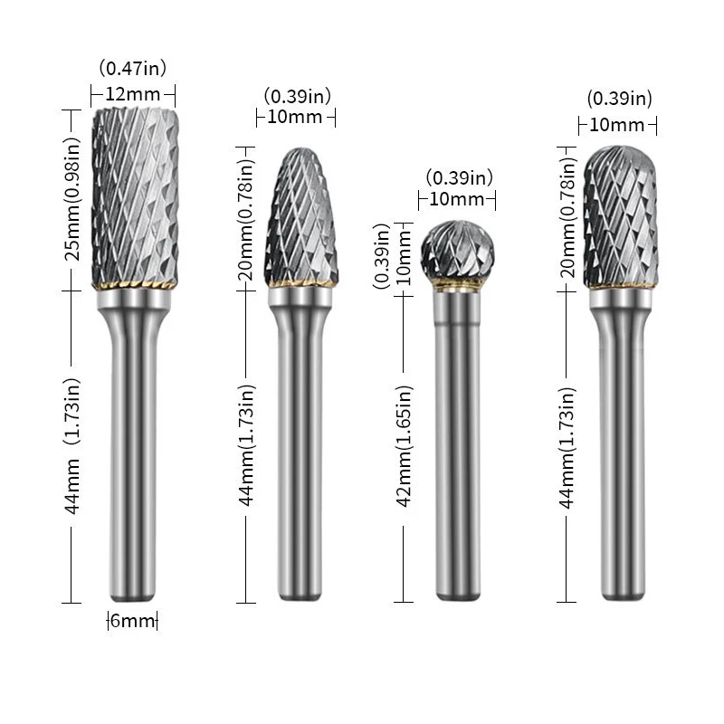 Imagem -06 - Tungsten Steel Carbide Milling Cutter Grupo Shank Rotary Tool Burr Double Diamond Cut Ferramentas Dremel Moagem Elétrica mm Pcs