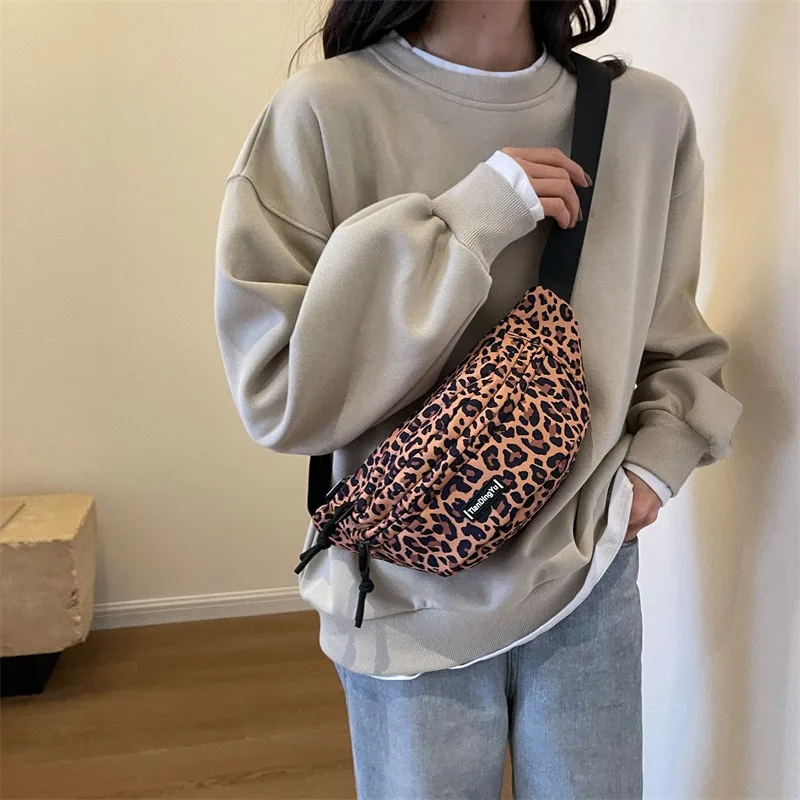 Vintage Leopard Printed Fanny Packs For Women Fashion Zebra Stripe Waist Bag Portable Female Waist Pack Lady Crossbody Chest Bag