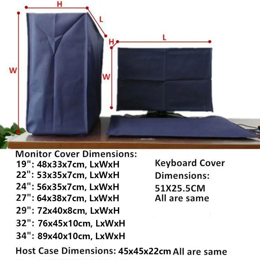Cubierta antipolvo para ordenador de escritorio, cubierta protectora duradera para pantalla LCD azul, 3 piezas, 19 a 34 pulgadas