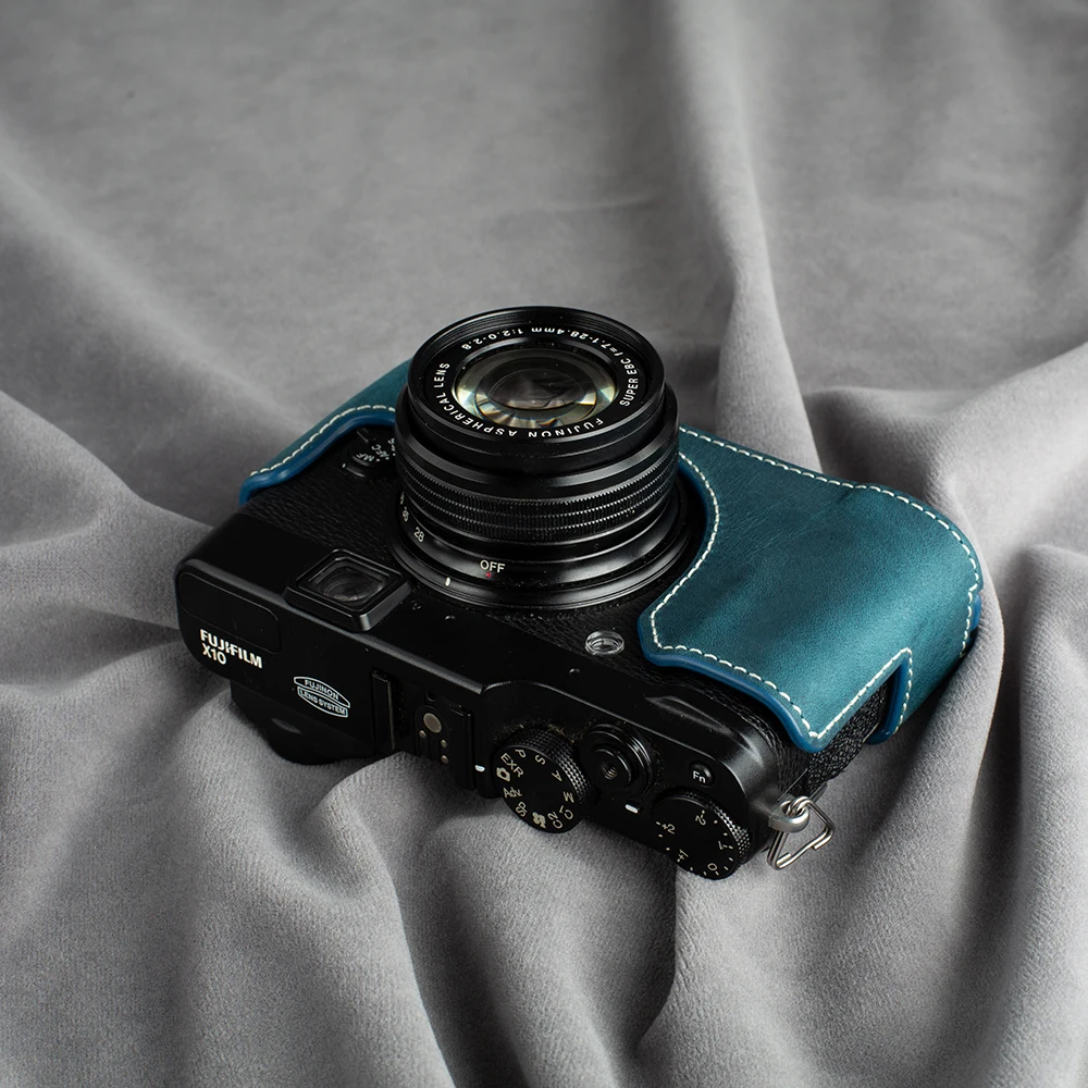 Capa protetora de couro para câmera fujifilm x20/x10, capa protetora de couro genuíno