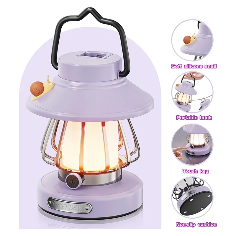 WORTHOWN-Lampada per bambini Set Torcia per bambini Comoda luce a LED Luce notturna portatile ricaricabile a batteria
