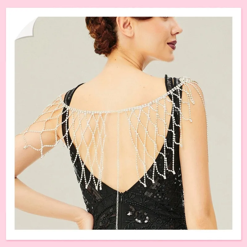 

Rhinestone Shoulder Chain Silver Tassel Shoulder Chain Light Luxury Design Multi-layer Body Chain