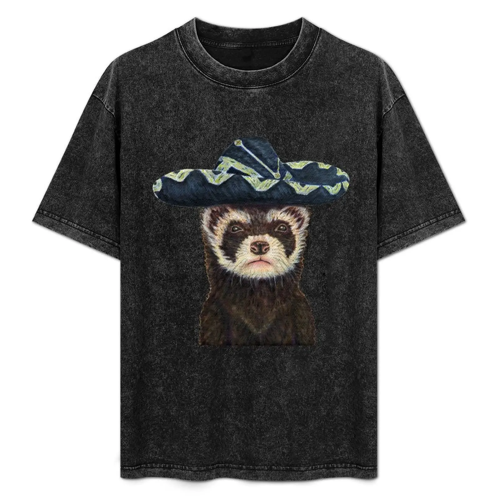 

Ferret Fiesta, Blue Background T-Shirt summer clothes baggy shirts shirts men graphic