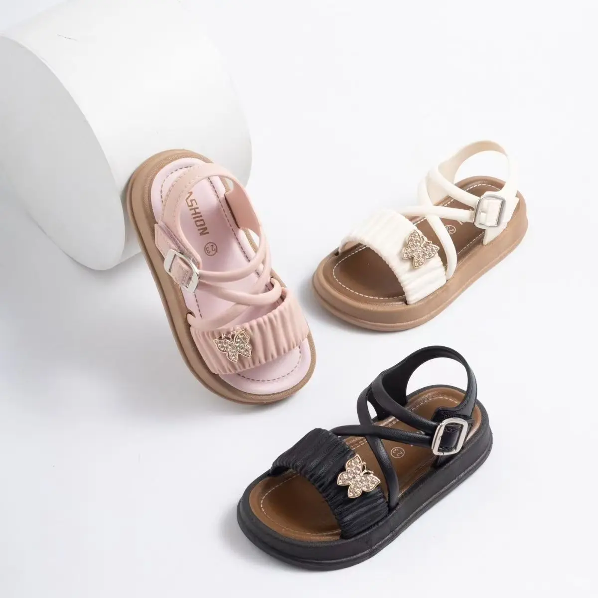 New Korean Style Open-Toe Girls Sandals, Elegant Fashion Princess Shoes for Students, Cute Versatile Trendy Summer Sandals with