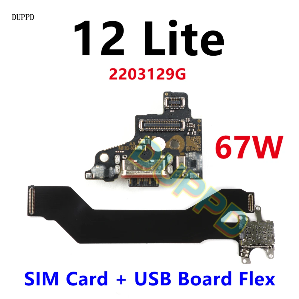 

Для Xiaomi 12 Lite: Плата разъема USB-порта для зарядки и микрофона / Гибкий кабель основной материнской платы с IC 67W