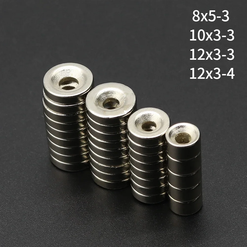 

12x3-4mm Round Super Strong Magnet Powerful Neodymium Magnets N35 with holes NdfeB Permanent Magnetic imanes Refrigerator Magnet