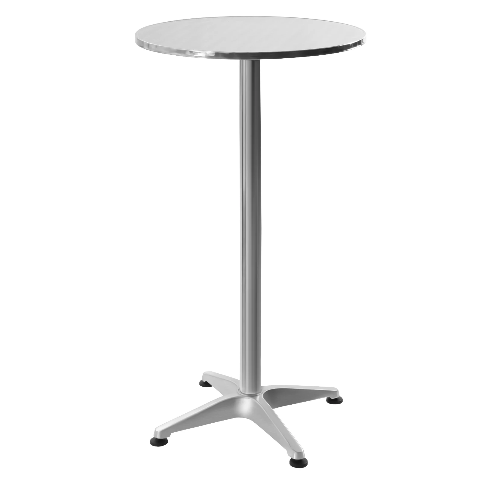 (Silver) Round Outdoor Dining Table, Outdoor Bar Height Table with Flip-Up Table, Round Aluminum Table, for Home, Cafe, Bar