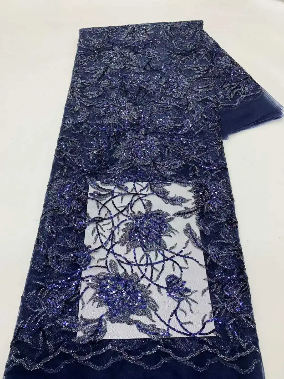 

Luxury African Sequins Lace Fabric 2025 High Quality Groom Nigerian Wedding Bridal Embroidery French Tulle Sewing