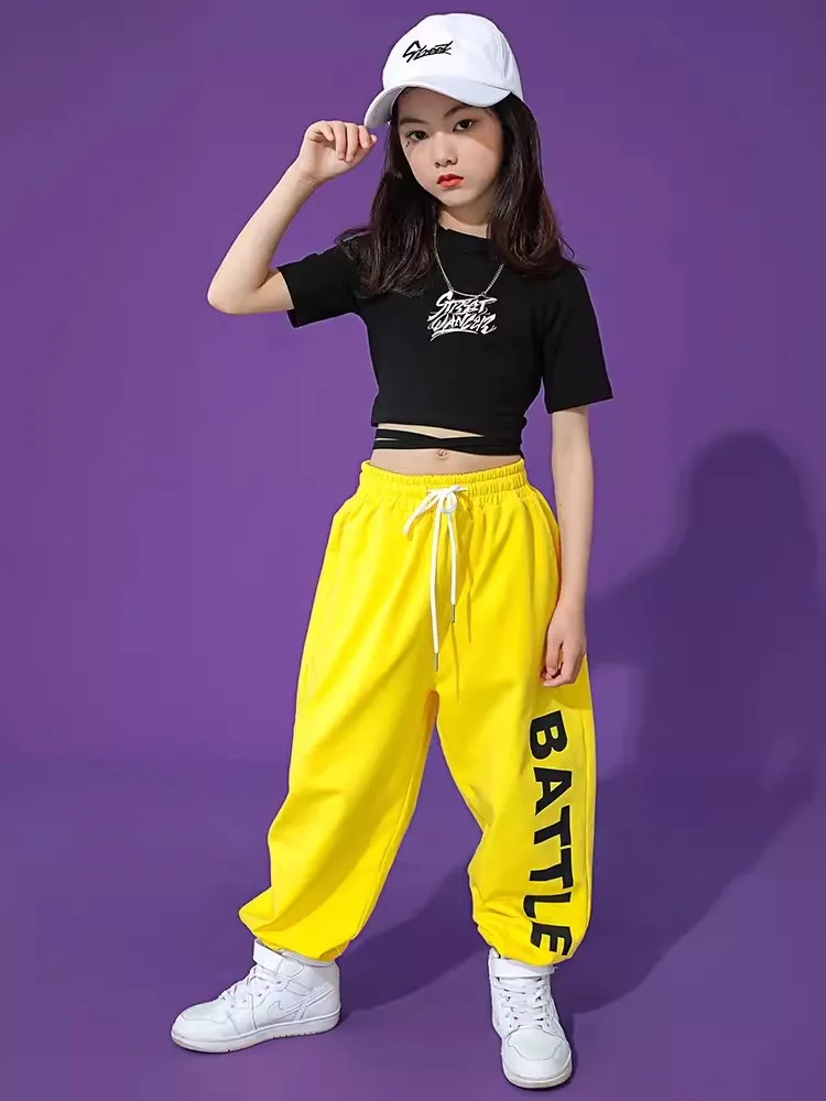 Ropa de baile callejero de Hip Hop para niñas, Top corto, Joggers, pantalones Cargo, sudaderas, ropa de calle para niños, disfraces, conjuntos de ropa de escenario de Jazz