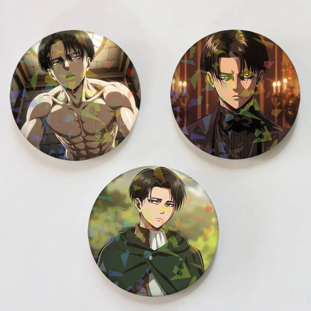 Anime L-Levi A-Ackerman Laser-Anstecknadeln Rucksack-Kleidungsdekoration Brosche Fiktion-Abzeichen Schmuck Geschenke
