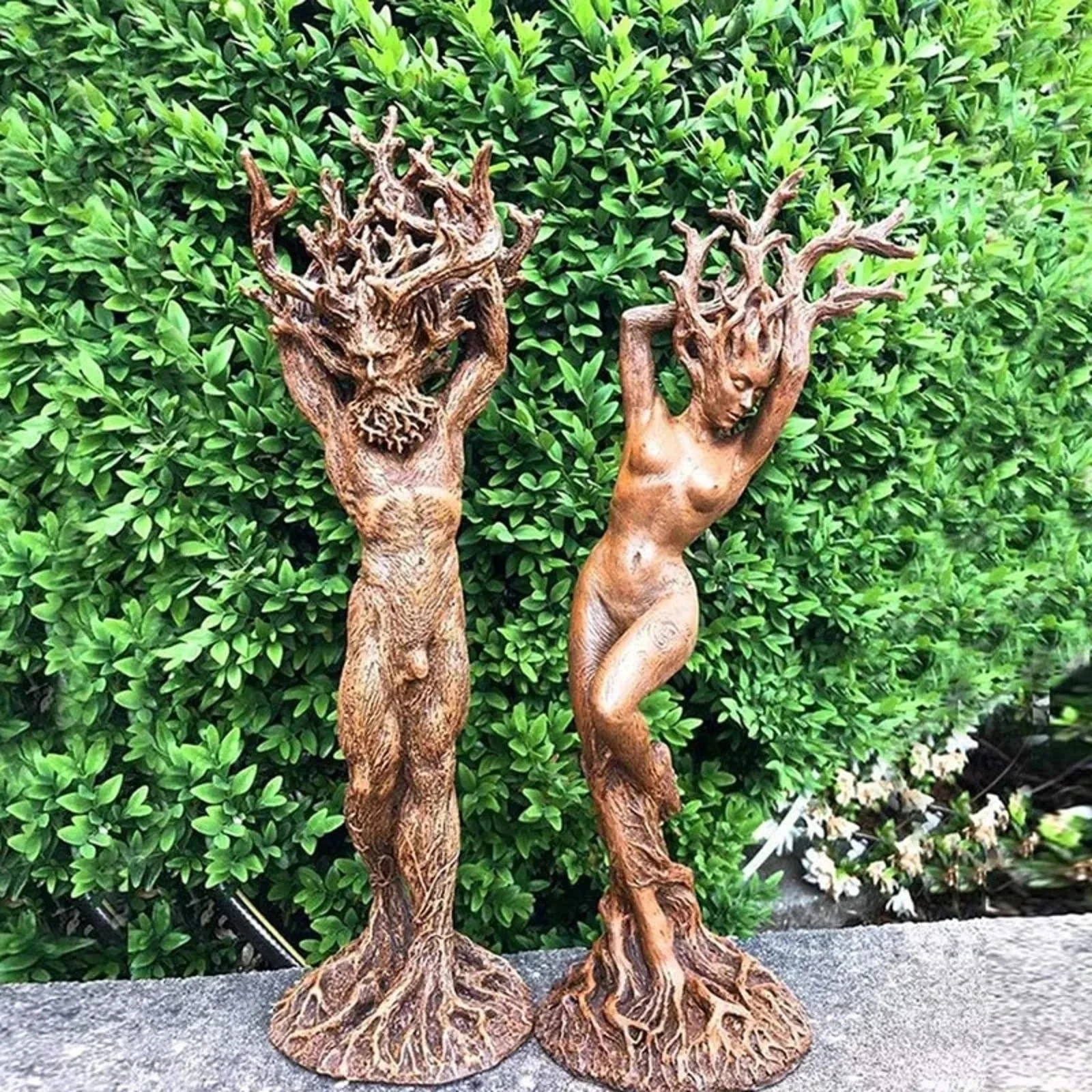 Couple Tree Root Forest Goddess Statue Resin Craft Ornament Tree Man Home Room Desk Decoration Accessories