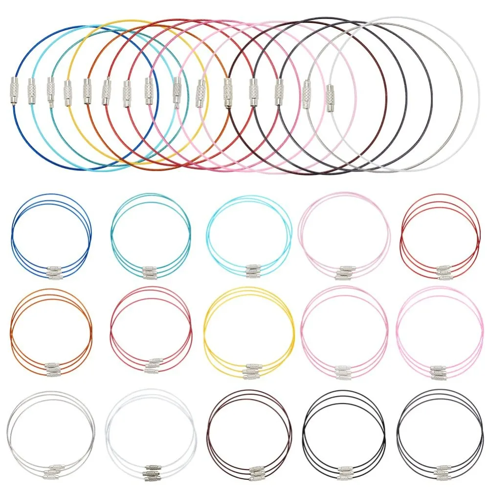 45 pcs 15 Colors 8 7/8 Inch Memory Wire Bracelet Steel Wire Cord Bracelet with Screw Clasp Necklace Choker for Bangle Bracelet