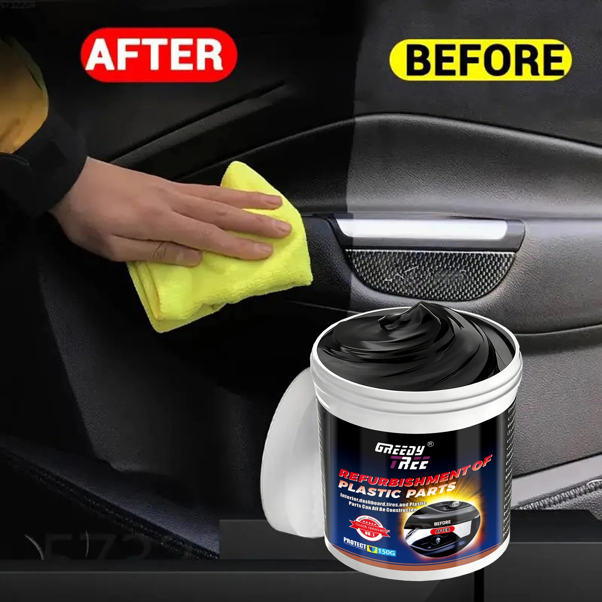 Plastic Restorer Cream - Deep Black Shine for Faded Tires, Rubber & Plastic Parts | Restore Color, Repair Cracks, Prevent Aging